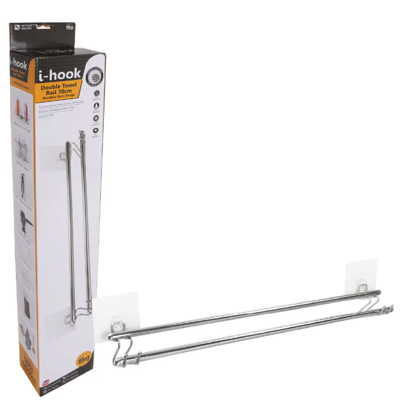 I-HOOK SUS304 Stainless Steel Double Towel Rail 70CM With NANO SUCTION